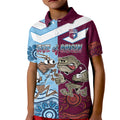 Custom QLD Cane Toad and NSW Cockroach Kid Polo Shirt Aboriginal Inspired Together