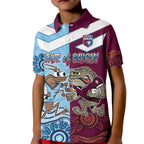 Custom QLD Cane Toad and NSW Cockroach Kid Polo Shirt Aboriginal Inspired Together