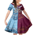 Custom QLD Cane Toad and NSW Cockroach Kid Short Sleeve Dress Aboriginal Inspired Together