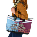 Custom QLD Cane Toad and NSW Cockroach Leather Tote Bag Aboriginal Inspired Together