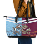 Custom QLD Cane Toad and NSW Cockroach Leather Tote Bag Aboriginal Inspired Together