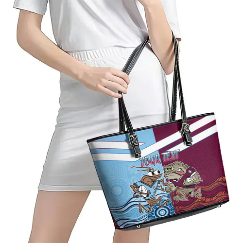 Custom QLD Cane Toad and NSW Cockroach Leather Tote Bag Aboriginal Inspired Together