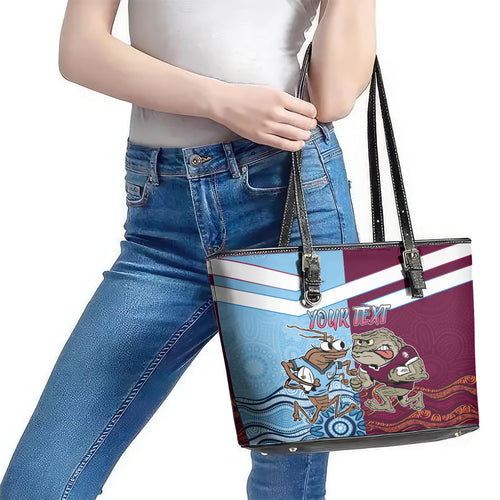 Custom QLD Cane Toad and NSW Cockroach Leather Tote Bag Aboriginal Inspired Together