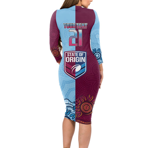 Custom QLD Cane Toad and NSW Cockroach Long Sleeve Bodycon Dress Aboriginal Inspired Together