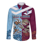 Custom QLD Cane Toad and NSW Cockroach Long Sleeve Button Shirt Aboriginal Inspired Together