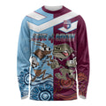 Custom QLD Cane Toad and NSW Cockroach Long Sleeve Shirt Aboriginal Inspired Together