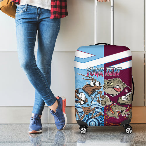 Custom QLD Cane Toad and NSW Cockroach Luggage Cover Aboriginal Inspired Together