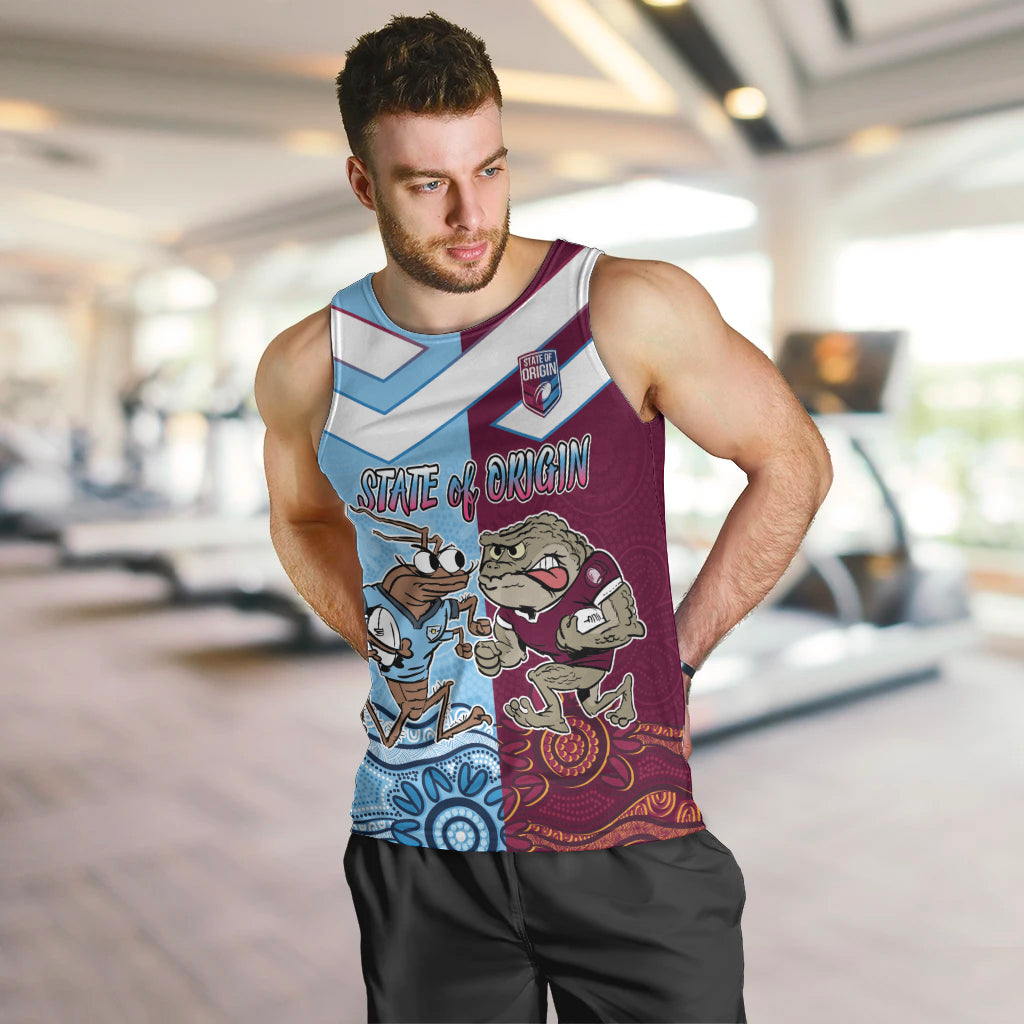 Custom QLD Cane Toad and NSW Cockroach Men Tank Top Aboriginal Inspired Together