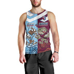 Custom QLD Cane Toad and NSW Cockroach Men Tank Top Aboriginal Inspired Together