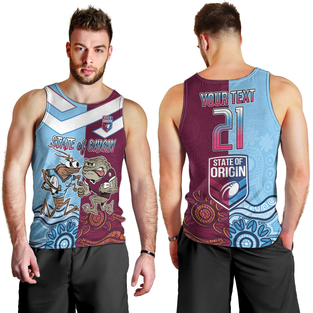 Custom QLD Cane Toad and NSW Cockroach Men Tank Top Aboriginal Inspired Together