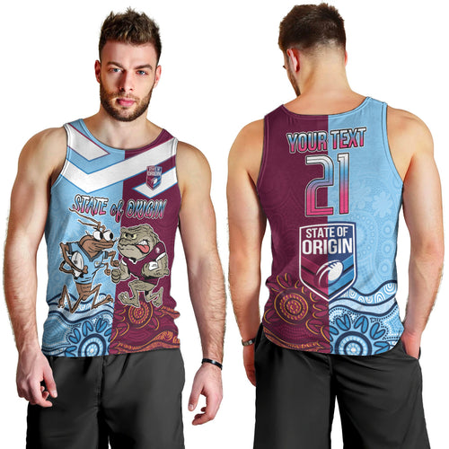 Custom QLD Cane Toad and NSW Cockroach Men Tank Top Aboriginal Inspired Together