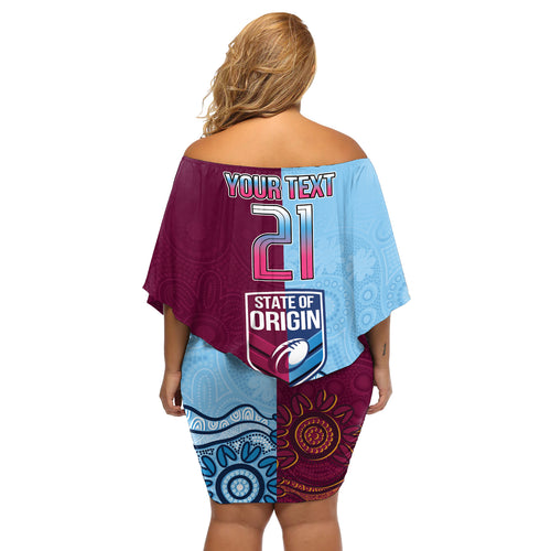 Custom QLD Cane Toad and NSW Cockroach Off Shoulder Short Dress Aboriginal Inspired Together