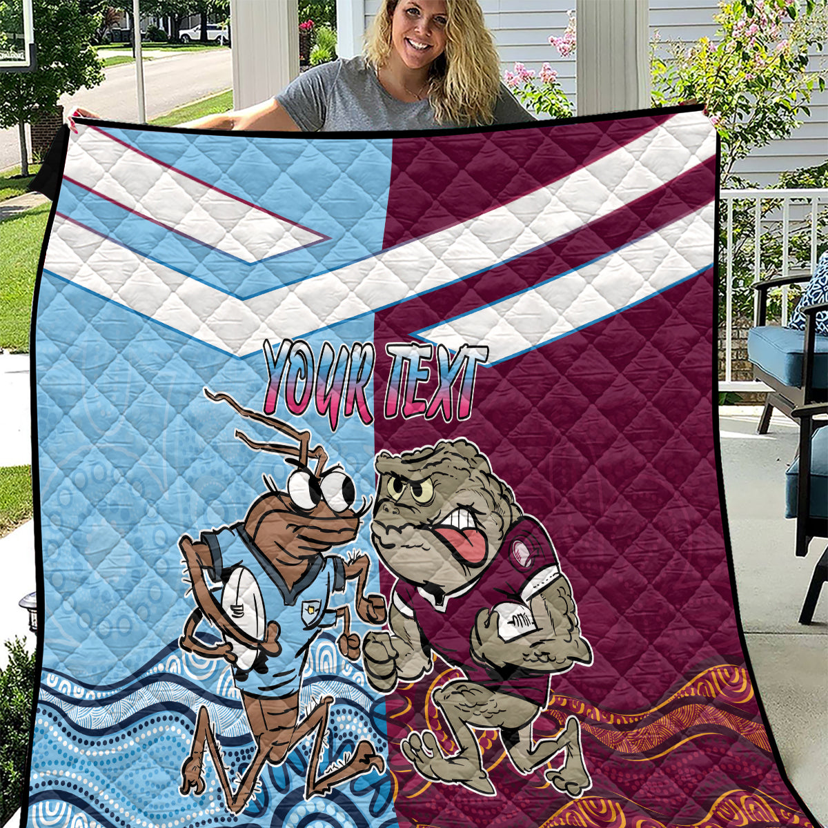 Custom QLD Cane Toad and NSW Cockroach Quilt Aboriginal Inspired Together