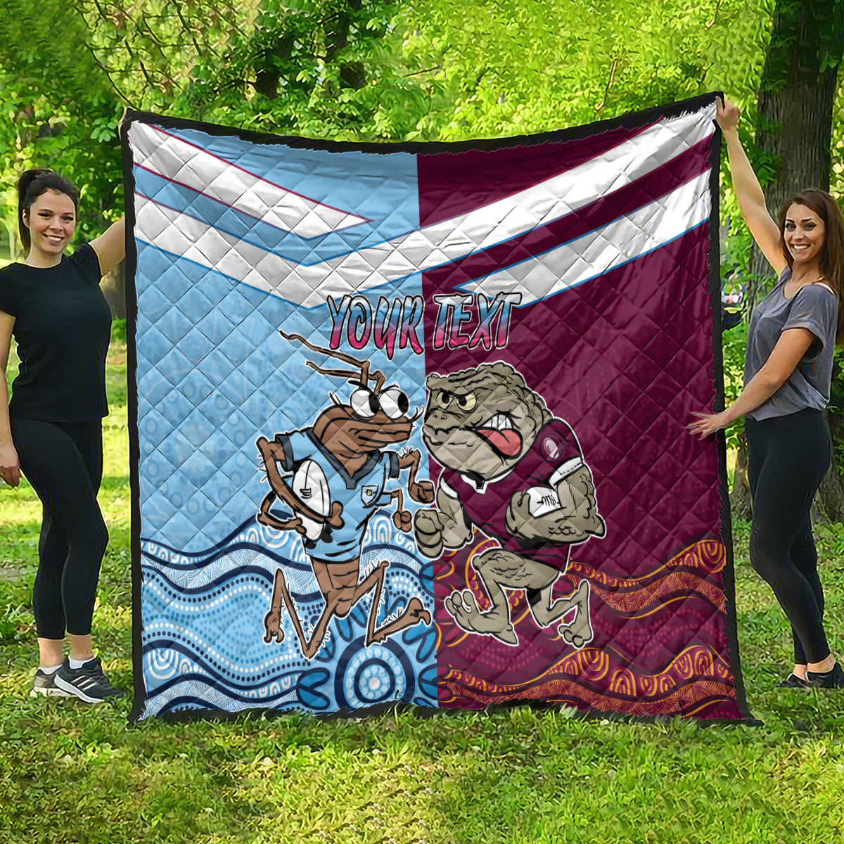 Custom QLD Cane Toad and NSW Cockroach Quilt Aboriginal Inspired Together