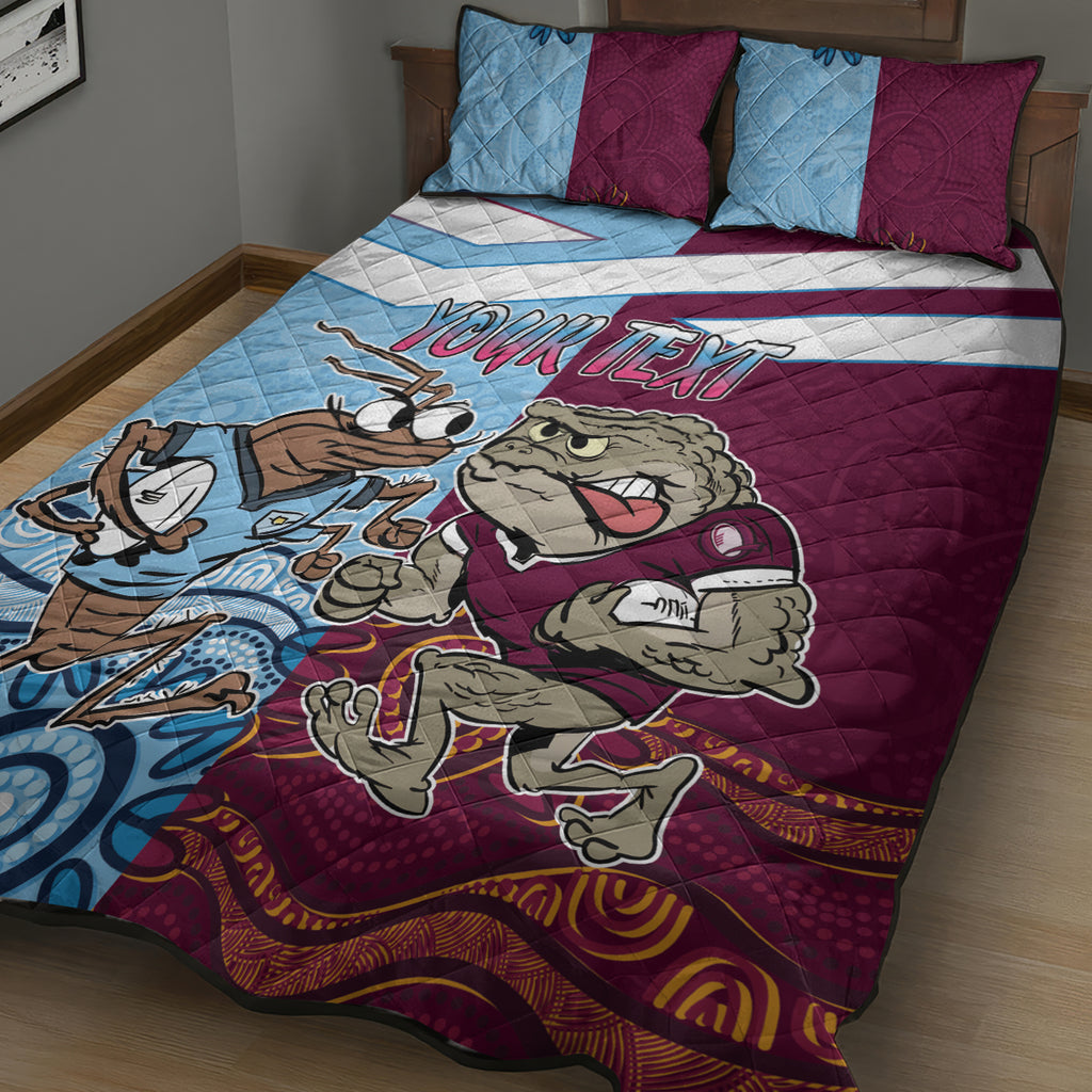 Custom QLD Cane Toad and NSW Cockroach Quilt Bed Set Aboriginal Inspired Together