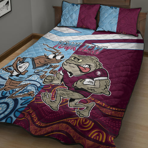 Custom QLD Cane Toad and NSW Cockroach Quilt Bed Set Aboriginal Inspired Together
