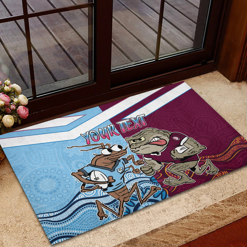 Custom QLD Cane Toad and NSW Cockroach Rubber Doormat Aboriginal Inspired Together