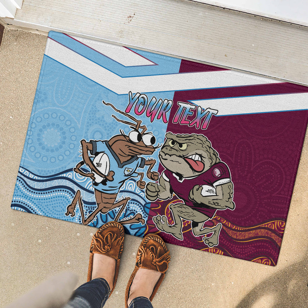 Custom QLD Cane Toad and NSW Cockroach Rubber Doormat Aboriginal Inspired Together
