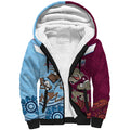 Custom QLD Cane Toad and NSW Cockroach Sherpa Hoodie Aboriginal Inspired Together