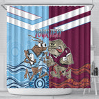 Custom QLD Cane Toad and NSW Cockroach Shower Curtain Aboriginal Inspired Together