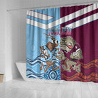 Custom QLD Cane Toad and NSW Cockroach Shower Curtain Aboriginal Inspired Together