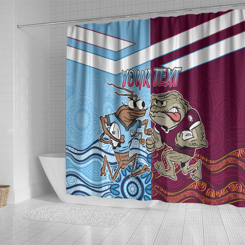 Custom QLD Cane Toad and NSW Cockroach Shower Curtain Aboriginal Inspired Together