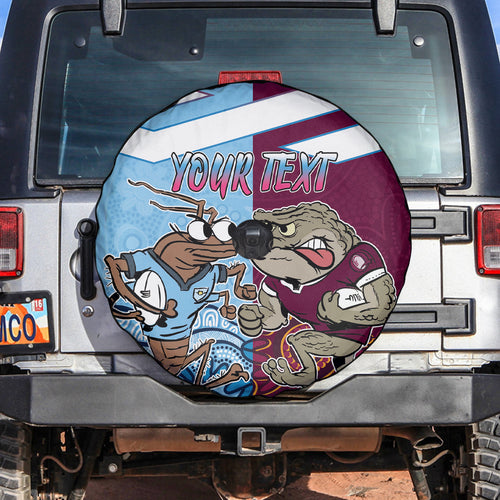 Custom QLD Cane Toad and NSW Cockroach Spare Tire Cover Aboriginal Inspired Together
