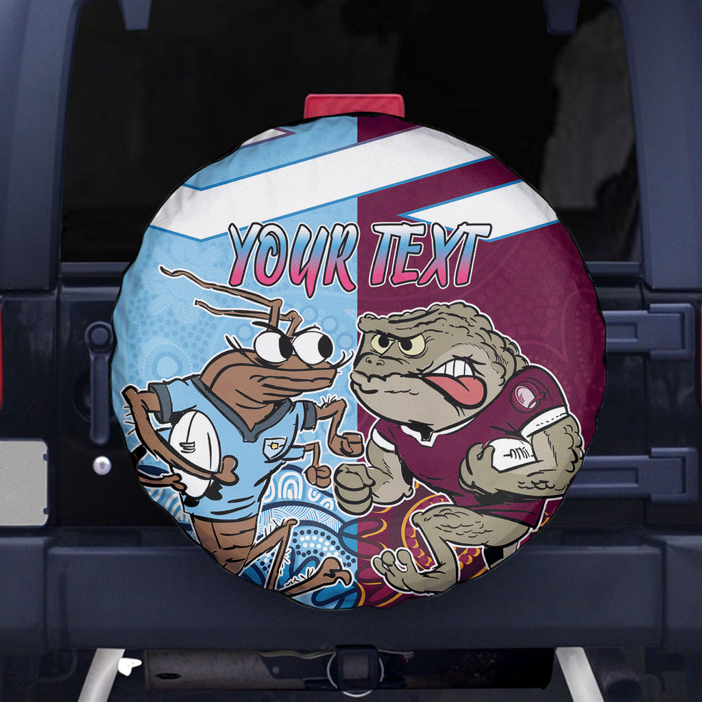 Custom QLD Cane Toad and NSW Cockroach Spare Tire Cover Aboriginal Inspired Together