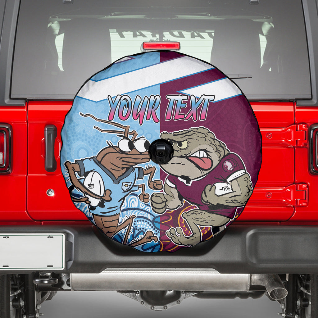 Custom QLD Cane Toad and NSW Cockroach Spare Tire Cover Aboriginal Inspired Together