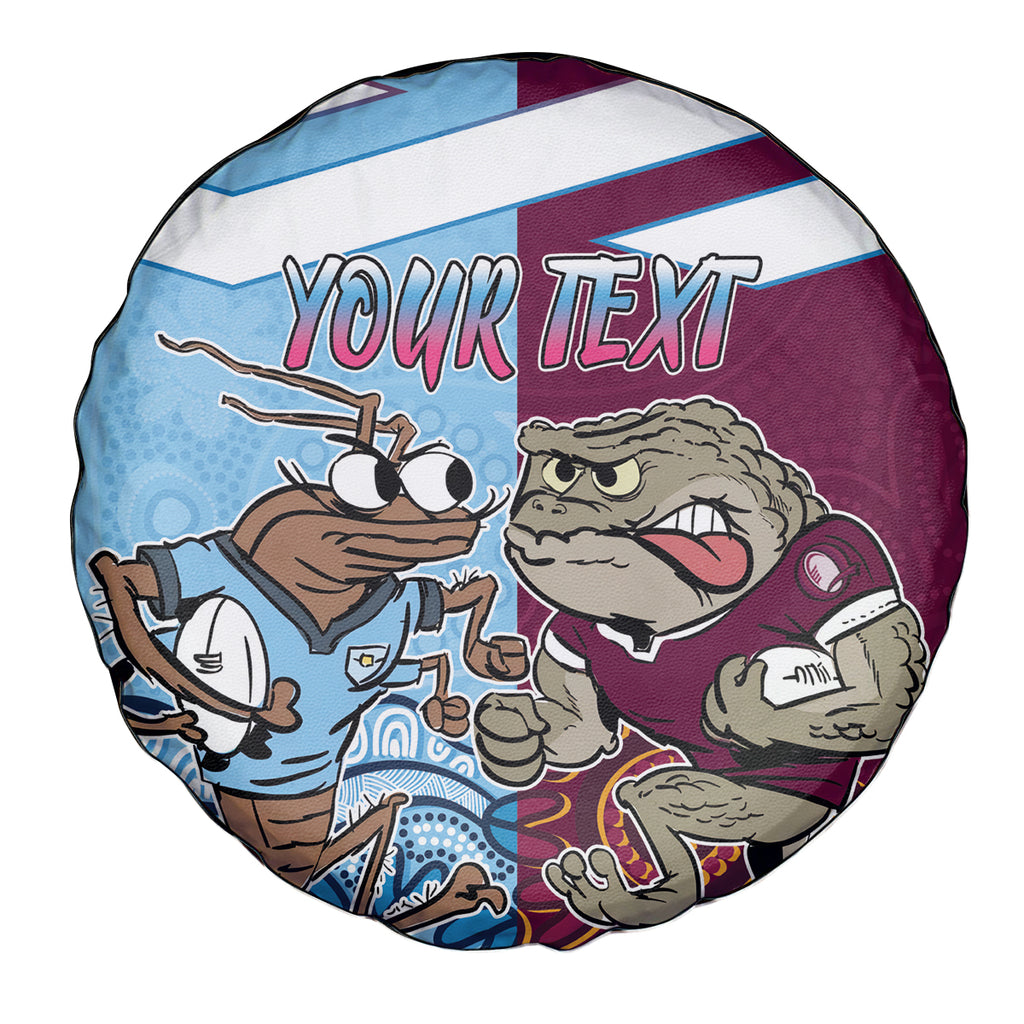 Custom QLD Cane Toad and NSW Cockroach Spare Tire Cover Aboriginal Inspired Together