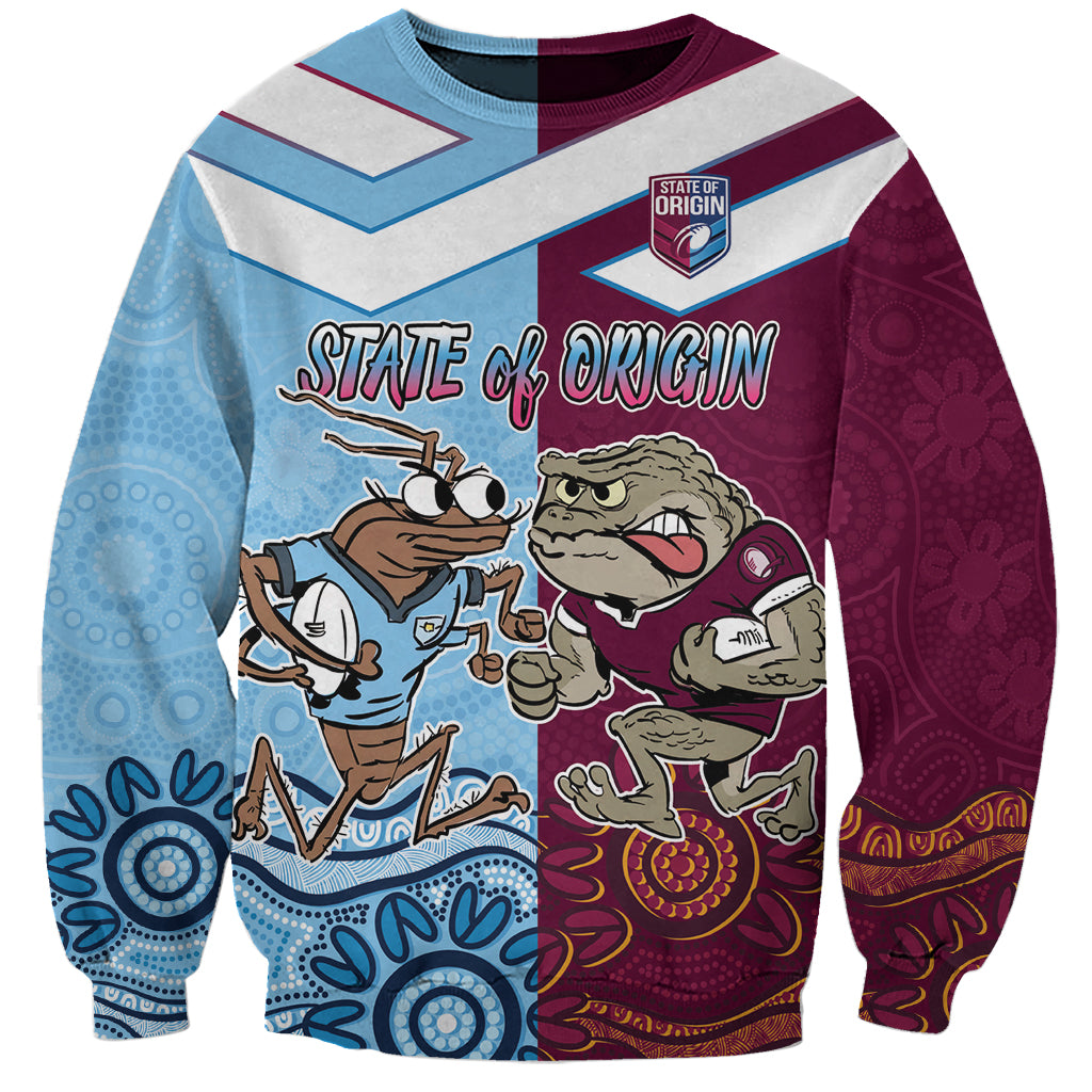 Custom QLD Cane Toad and NSW Cockroach Sweatshirt Aboriginal Inspired Together