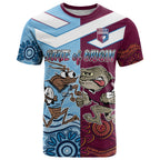 Custom QLD Cane Toad and NSW Cockroach T Shirt Aboriginal Inspired Together