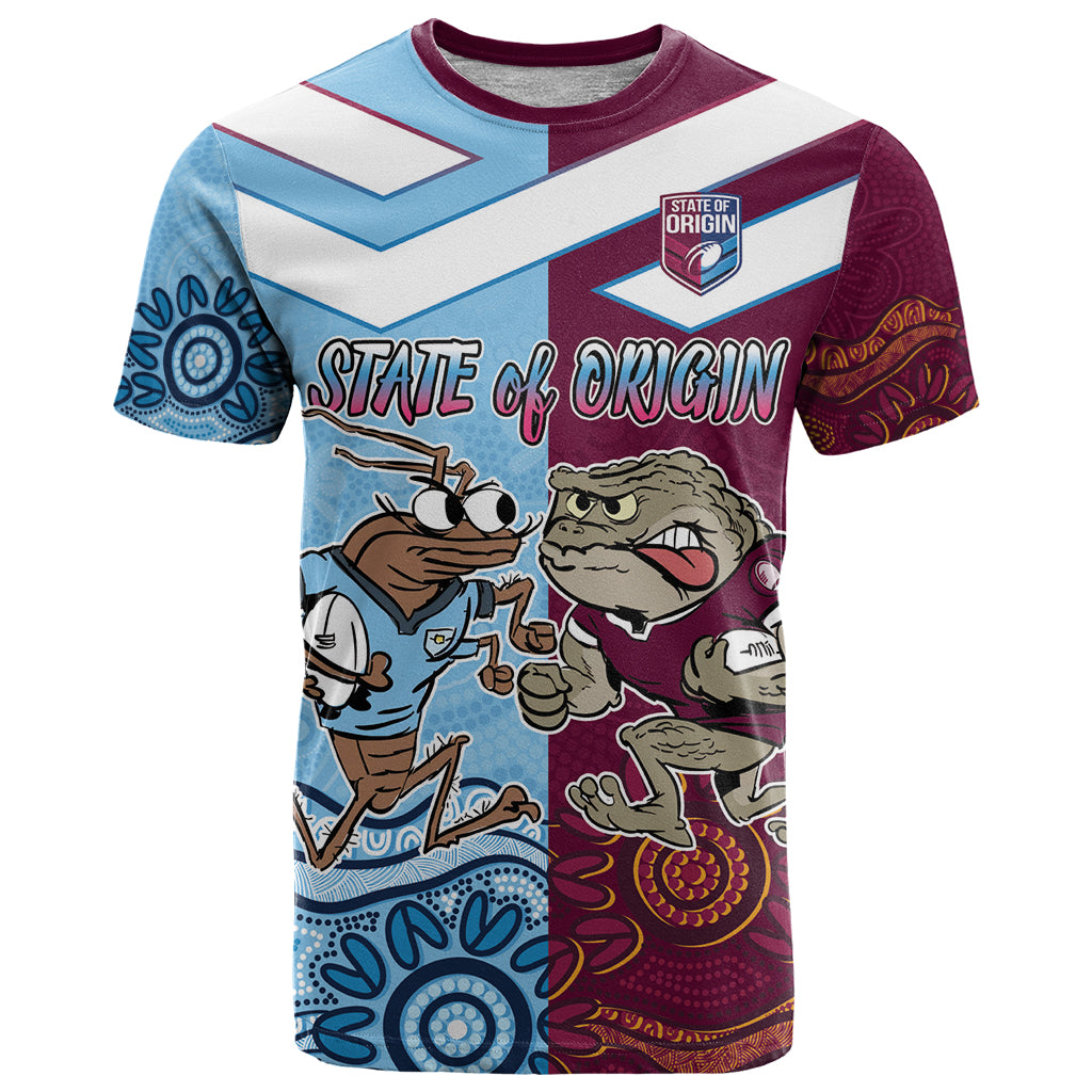 Custom QLD Cane Toad and NSW Cockroach T Shirt Aboriginal Inspired Together