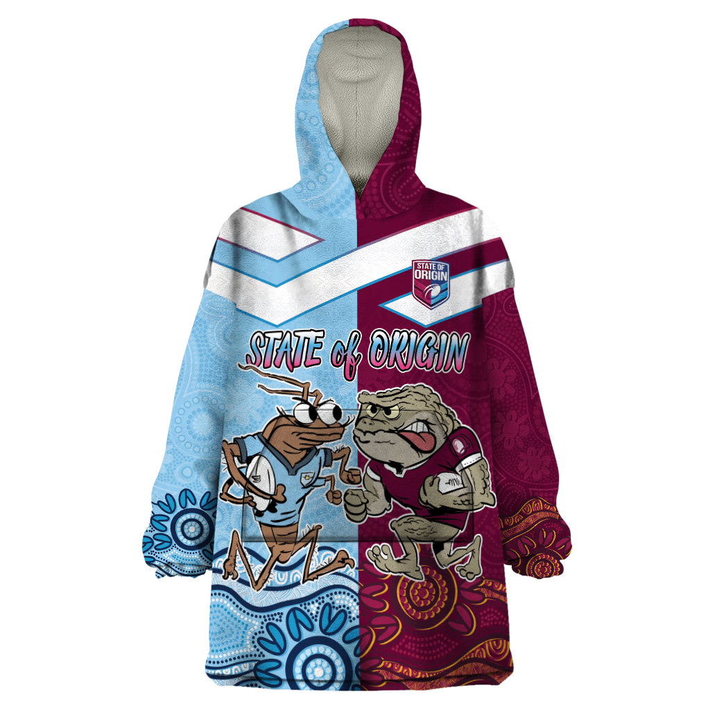 Custom QLD Cane Toad and NSW Cockroach Wearable Blanket Hoodie Aboriginal Inspired Together