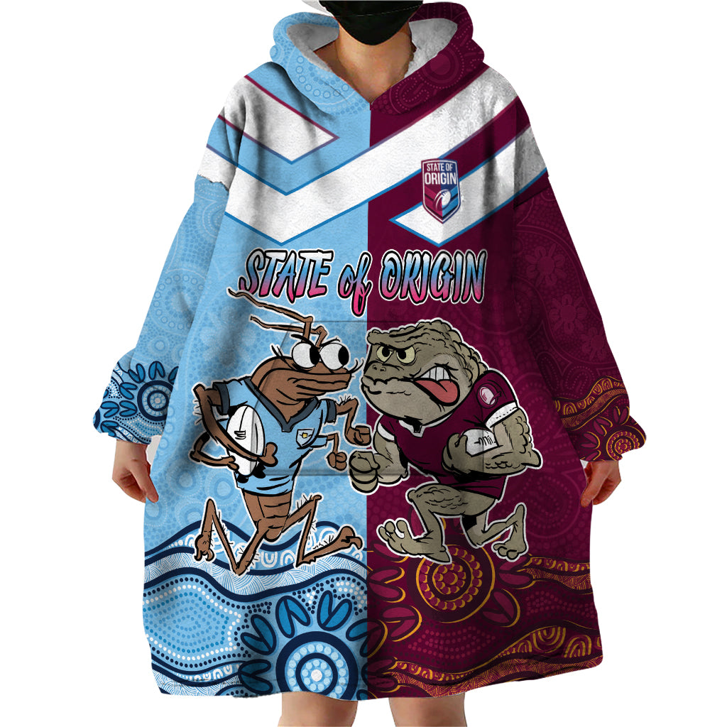 Custom QLD Cane Toad and NSW Cockroach Wearable Blanket Hoodie Aboriginal Inspired Together