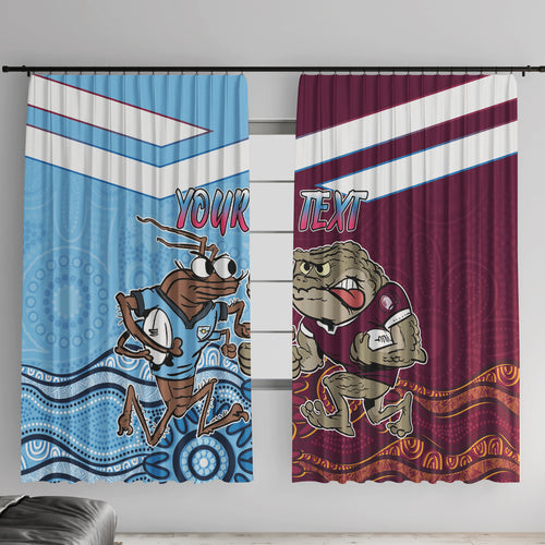 Custom QLD Cane Toad and NSW Cockroach Window Curtain Aboriginal Inspired Together