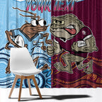 Custom QLD Cane Toad and NSW Cockroach Window Curtain Aboriginal Inspired Together