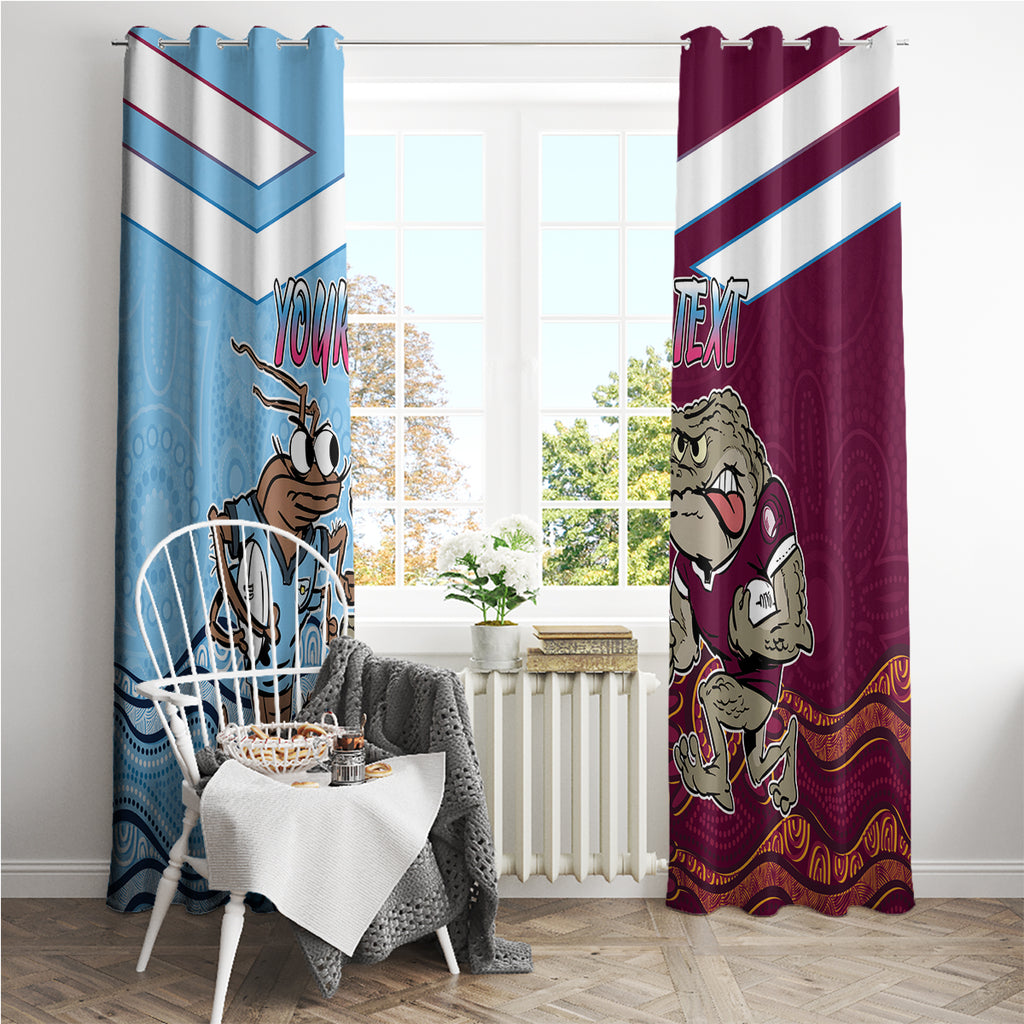 Custom QLD Cane Toad and NSW Cockroach Window Curtain Aboriginal Inspired Together