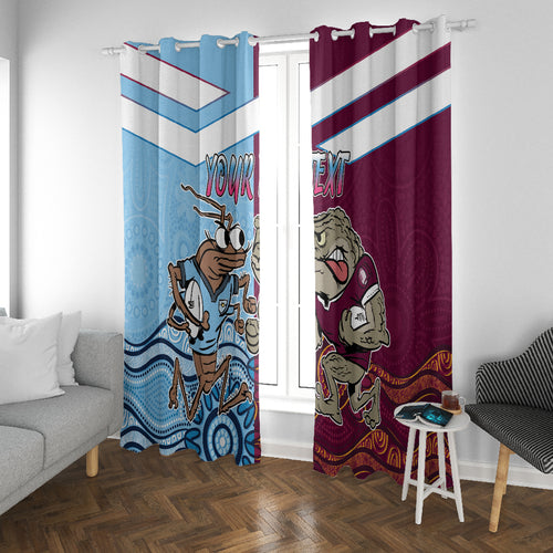 Custom QLD Cane Toad and NSW Cockroach Window Curtain Aboriginal Inspired Together