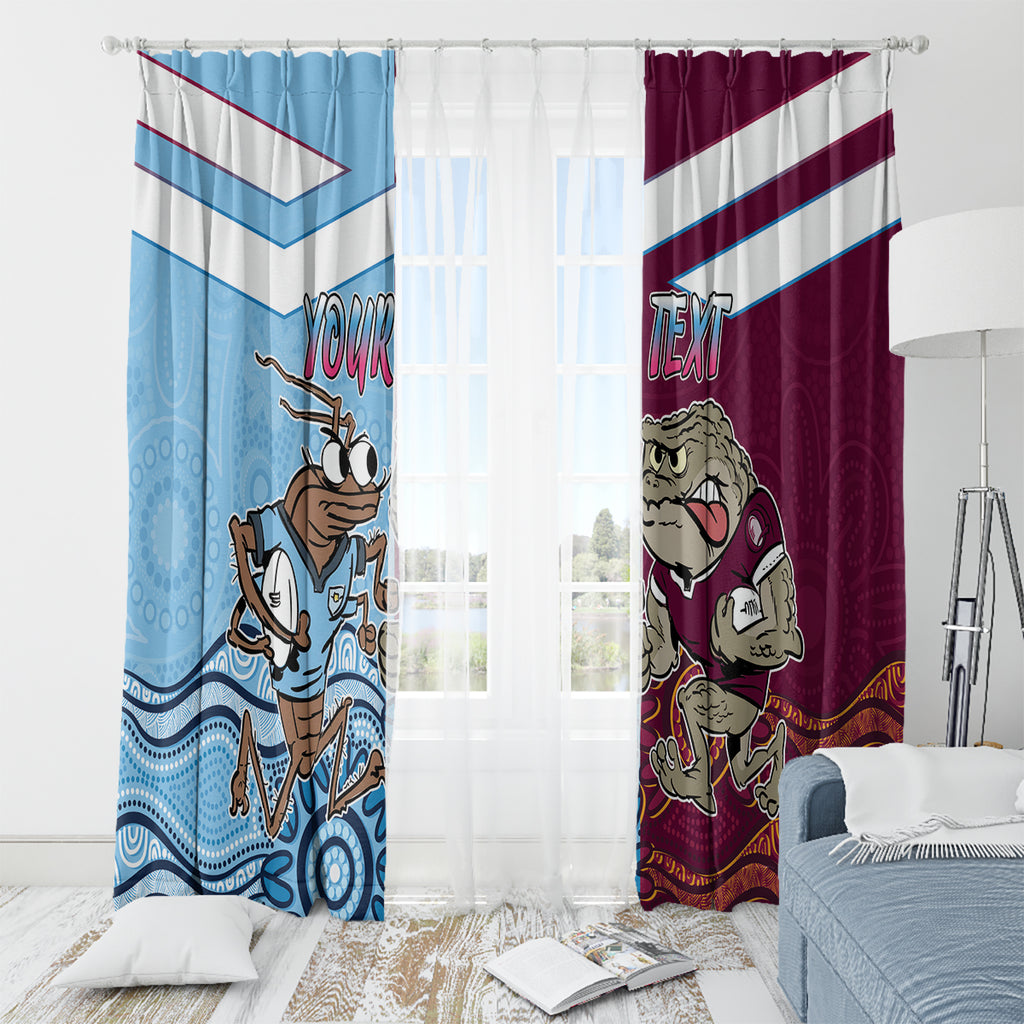 Custom QLD Cane Toad and NSW Cockroach Window Curtain Aboriginal Inspired Together