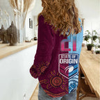 Custom QLD Cane Toad and NSW Cockroach Women Casual Shirt Aboriginal Inspired Together