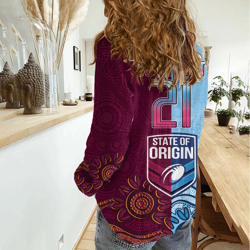Custom QLD Cane Toad and NSW Cockroach Women Casual Shirt Aboriginal Inspired Together