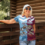 Custom QLD Cane Toad and NSW Cockroach Women Polo Shirt Aboriginal Inspired Together