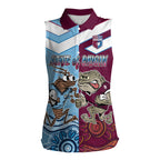 Custom QLD Cane Toad and NSW Cockroach Women Sleeveless Polo Shirt Aboriginal Inspired Together