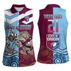Custom QLD Cane Toad and NSW Cockroach Women Sleeveless Polo Shirt Aboriginal Inspired Together