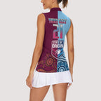 Custom QLD Cane Toad and NSW Cockroach Women Sleeveless Polo Shirt Aboriginal Inspired Together
