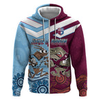 Custom QLD Cane Toad and NSW Cockroach Zip Hoodie Aboriginal Inspired Together