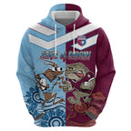 Custom QLD Cane Toad and NSW Cockroach Zip Hoodie Aboriginal Inspired Together
