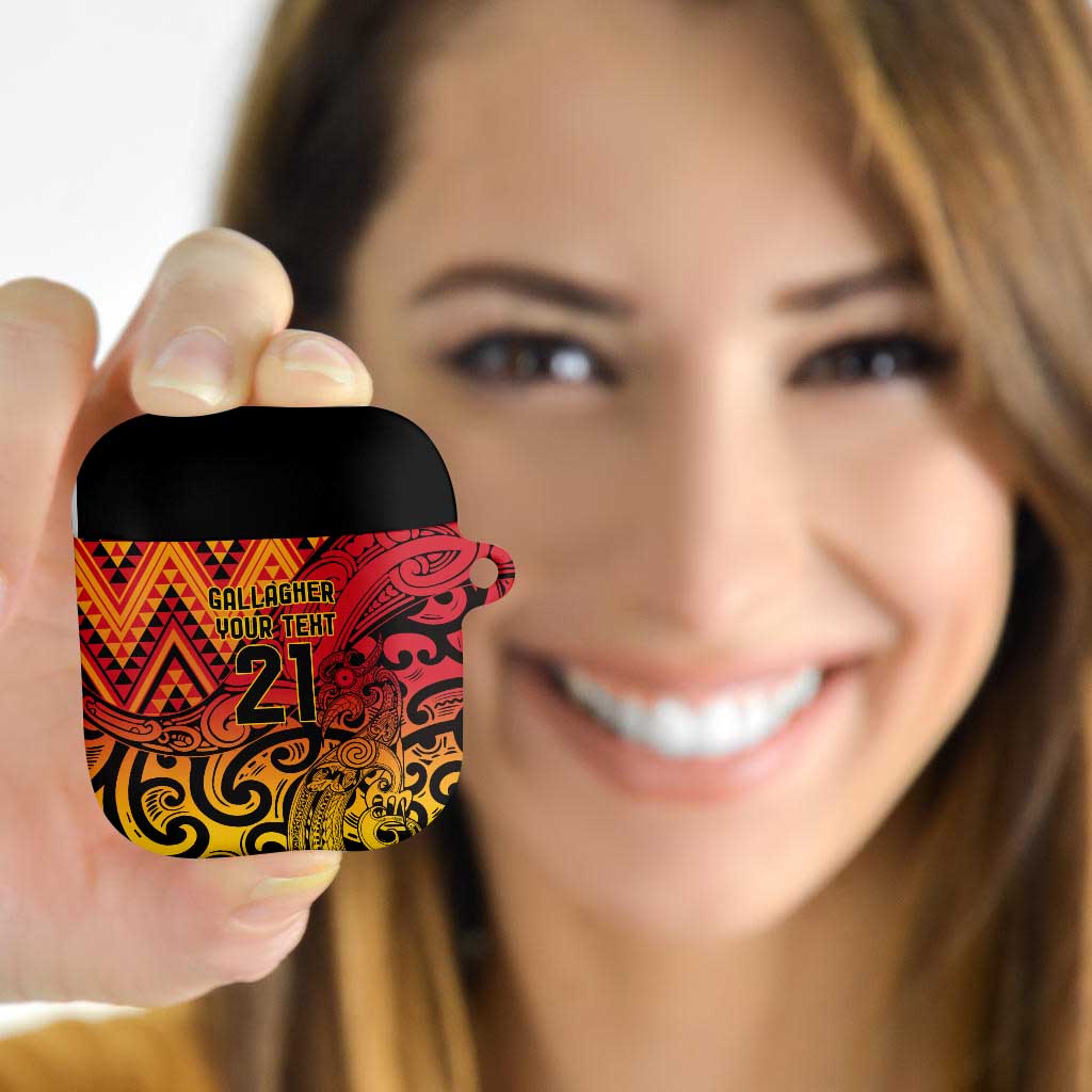 New Zealand Rangatira Custom AirPods Case Red and Gold Niho Taniwha Maori Tribal - Aussie Hoodie