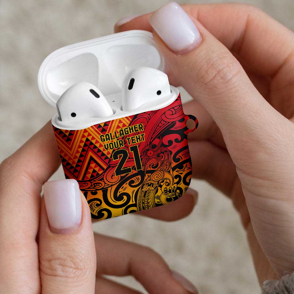 New Zealand Rangatira Custom AirPods Case Red and Gold Niho Taniwha Maori Tribal - Aussie Hoodie